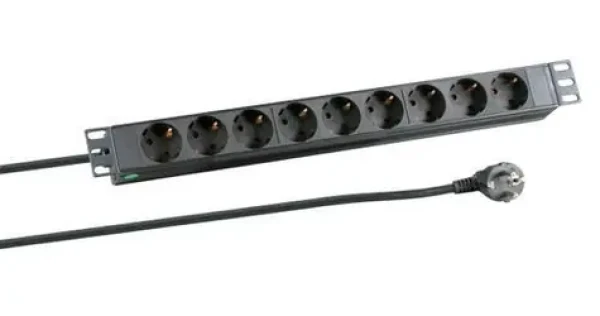 EFB EK631DE.1 černá / PDU / 19" 1U / 9x Schuko zásuvka / bez vypínače / 2 m kabel (EK631DE.1)