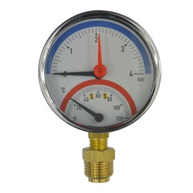 MEREO - Klum Termomanometr 0-6bar, 0-120 °C, spodní vývod 1/2" PR3083