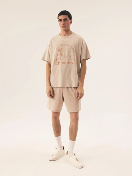 Pánské pyžamo Core 42604 02X Béžová vzor - Henderson béžová-potisk XL