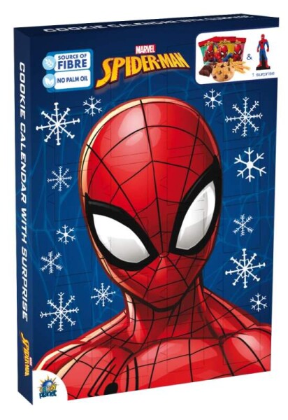 Adventní kalendář Spiderman se sušenkami 132g (Cookie calendar with surprise)