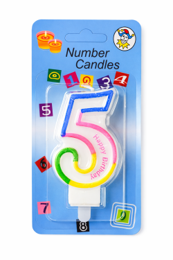 Dortová svíčka duhová č.5, 8,5x4x0,8cm, 1ks