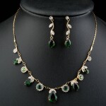 Souprava náhrdelníku a náušnic Swarovski Elements Diodore, Zelená 40 cm + 3 cm (prodloužení)