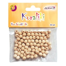 Korálky dřevěné 8mm, 80ks - přírodní