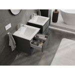 MEXEN/S - Orio koupelnová skříňka 50 cm s umyvadlem Otis, 2 zásuvky, grafit mat/bílá mat 91A10-05047-2-BFF66-W18M01