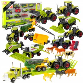 Mamido Velká Sada autíček a zvířátek farma Traktor Kombajn Bagr Kamion Zvířatka