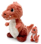 PTIPOTOS Plyšový T-Rex Alex terakotový - máma s miminkem
