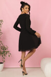 313-17 ISABELLE Polsko plisované šaty s dlouhými rukávy a výstřihem - BLACK XL