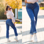 Sexy Highwaist Push up použitý vzhled flarred Jeans denimblue