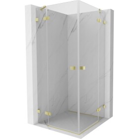MEXEN/S - Lunar Duo sprchový kout dveře křídlové 95 x 95, transparent, zlato kartáčovaná 834-095L-095P-55-00