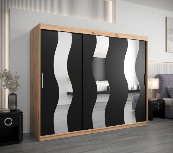 Šatní skříň Abi Se Barva korpusu: Dub artisan, Rozměry: 250 cm, Dveře: Černá