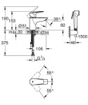 GROHE - Start Edge Umyvadlová baterie s bidetovou sprškou, chrom 23773001