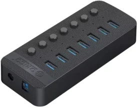 Orico aktivní USB hub 7x USB-A černá / USB hub / 5 Gbps / BC 1.2 / 24W nabíjení (CT2U3-7AB-EU-BK-BP)