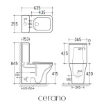 CERANO - WC kombi Hugo, Rimless - bezokrajové splachování + Slim/SoftClose sedátko - spodní/zadní odpad - černá matná - 63,5x35,5 CER-538762