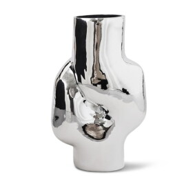 HK living Skleněná váza Gleam Chrome 3,5 l, stříbrná barva, sklo