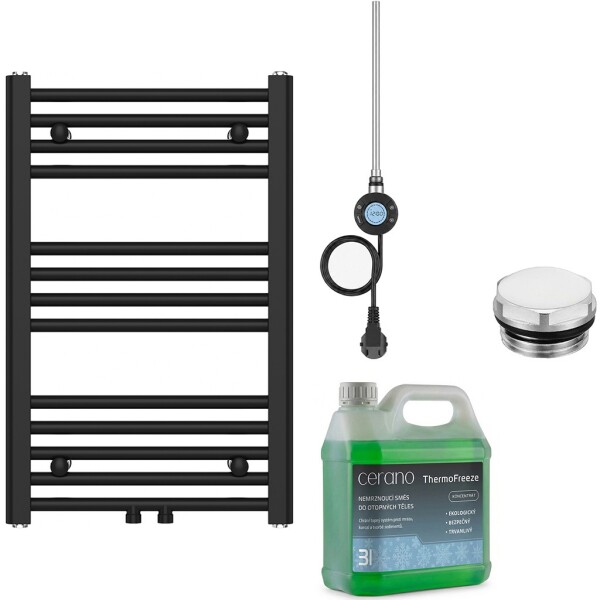 CERANO Koupelnový elektrický radiátorový set Benito - WIFI - 300W - černá matná - 700x450 mm