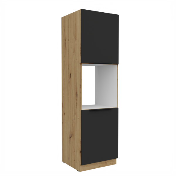 Vysoká skříňka pro vestavnou troubu Aria 60 DP-210 2F Barva korpusu: Dub artisan, Barva dvířek: BL - Black AFM