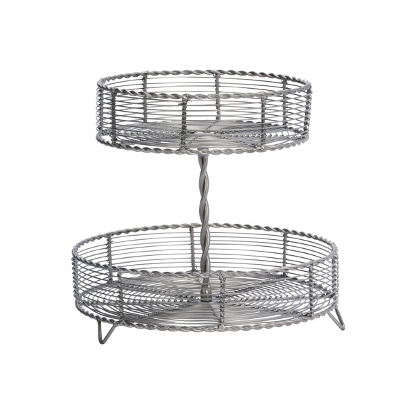 MADAM STOLTZ Drátěný etažér Steel, stříbrná barva, kov