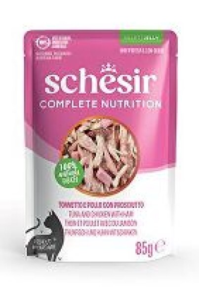 Schesir Cat kaps.Compl.Nutrit.Tuňák+kuře+šunka žel 85g