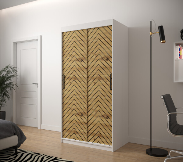 Šatní skříň Abi Jodelka 1 Barva korpusu: Bílá, Rozměry: 100 cm, Dveře: Dub artisan