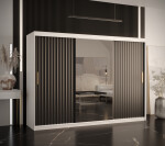 Šatní skříň Abi Riflo Wave 2 Barva korpusu: Černá, Rozměry: 120 cm, Dveře: Černá se zrcadlem