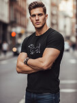 Pánské bavlněné tričko s potiskem jezevčíka černé FashionStreet NX0221R L