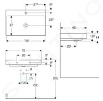 GEBERIT - ONE Umyvadlo 750x480x140 mm, bez přepadu, s otvorem pro baterii, KeraTect, bílá 505.020.01.2