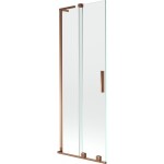 MEXEN/S - Velar L dvoukřídlá posuvná vanová zástěna 75 x 150, transparent, růžové zlato 896-075-003-01-60