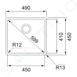 FRANKE - Box Dřez BXX 210/110-45, 490x450 mm, nerez 127.0395.014