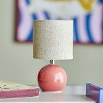 Bloomingville Stolní lampa Valdis Rose, červená barva, keramika, textil