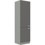 Skříňka pro vestavenou lednici 60 LO-210 2F Barva korpusu: Šedá, Barva dvířek: Krémový lesk (Karmen)