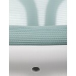 Dětská židle, modrá síťovina, bílý plastový kříž, kolečka na tvrdé podlahy