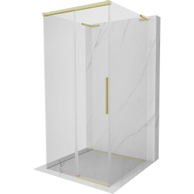 MEXEN/S - Rox-3S L sprchový kout 3 stěnný , posuvný 95 x 95, transparent, zlato kartáčovaná 8C2L-095-095-55-00-3S