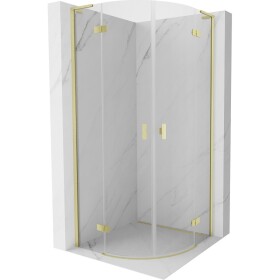 MEXEN/S - Mist L sprchový kout čtvrtkruh, křídlové 100 x 100, transparent, zlato kartáčovaná 8A33L-100-100-55-00