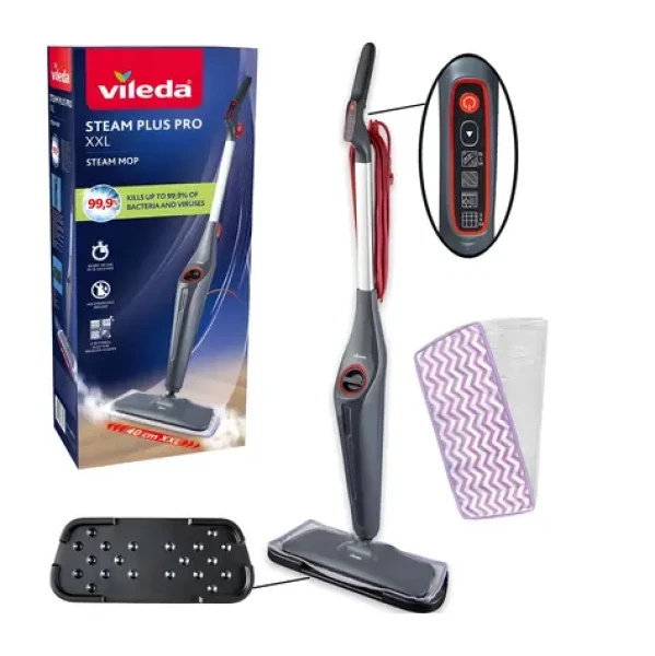 Vileda Steam Plus XXL Pro / Parní mop / 1550W / 4 režimy / Nádrž 0,4 l (180835)