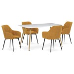 Stůl jídelní 140x80, MDF, bílá matná deska, kovové nohy v barvě dubu.