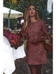 M870 Tweed mini šaty - bordó EU S