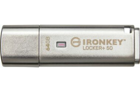 Kingston IronKey Locker+ 50 64GB / Flash Disk / USB 3.0 / čtení: až 145MBs / zápis 115MBs / AES (IKLP50/64GB)