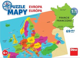 Puzzle Mapy Evropa 69 dílků - CZ Drami