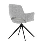 Židle jídelní, šedá látka, 360° vratný mechanismus, černý kov