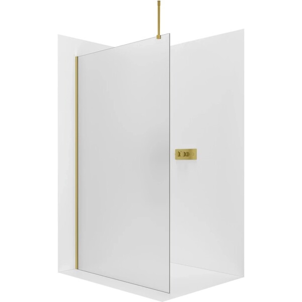CERANO Sprchová zástěna Walk-in Onyx Top Round L/P - 8 mm - kulatá vzpěra - zlatá, mléčné sklo - 110x200 cm