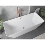 MEXEN/S - Velo Slim volně stojící vana 170 x 75, bílá, sifon a přepad růžové zlato 52811707500-60