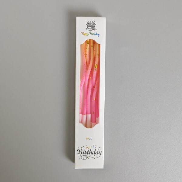 Dortové svíčky zakroucené růžovo-oranžová se zlatem 6ks