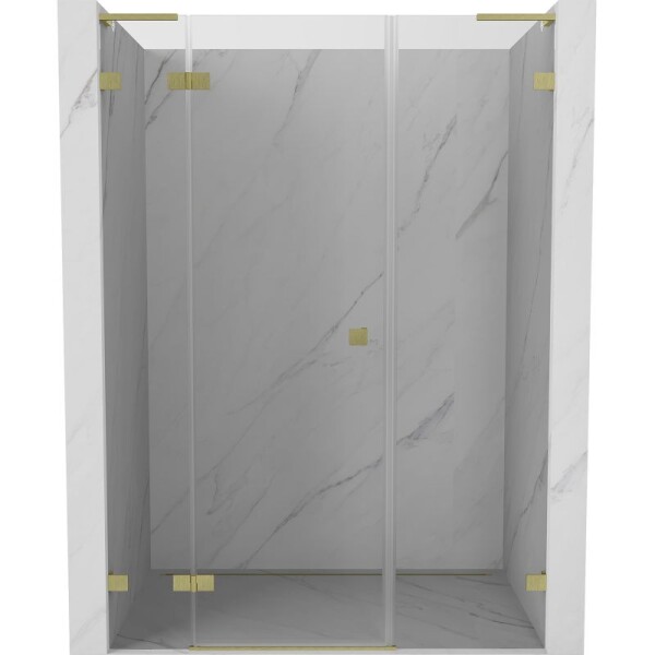 MEXEN/S - Lunar L sprchové dveře křídlové levé 160, transparent, zlatá kartáčovaná 834SL-160-050-55-00-L