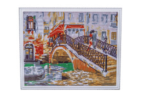 Antistresové omalovánky TSvetnoy TSvetnoy, LG041e, Diamond painting - diamantové malování, 40 x 50 cm, Most přes řeku