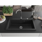 MEXEN - Elix granitový dřez 1-miska 800 x 500 mm, černá, sifon chrom 6527801005-77