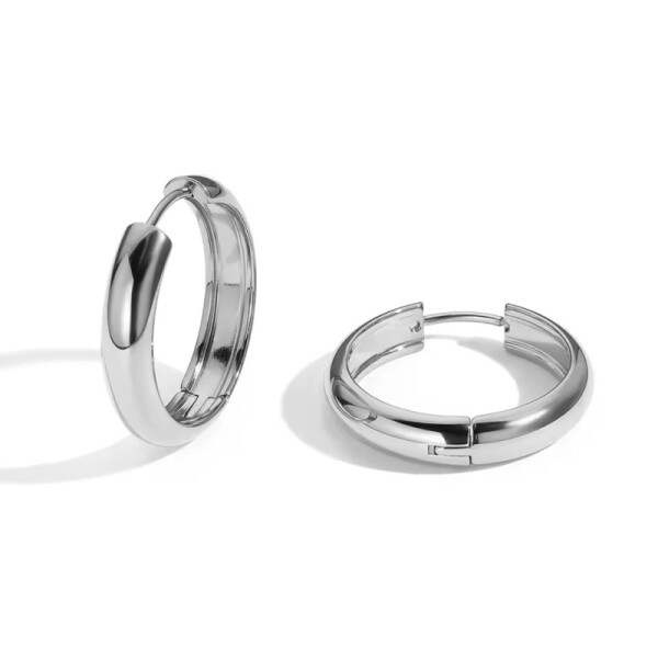 Kruhové náušnice Estefani - 25 mm, chirurgická ocel, Stříbrná