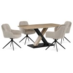 Židle jídelní, 180° otočný mechanismus, šedá voděodolná látka, černý kov