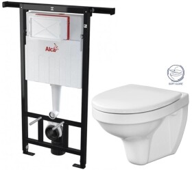 ALCA Předstěnový instalační systém bez tlačítka + WC CERSANIT DELFI + SOFT SEDÁTKO AM102/1120 X DE2