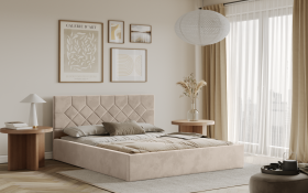 FRONTI Postel MARSALA 180x200 béžová s úložným prostorem