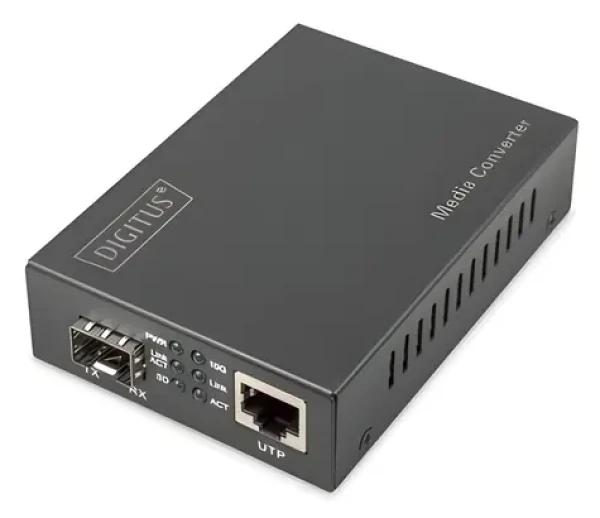 Digitus 10G Media konvertor / Media konvertor / 1× RJ45 / 1× SFP / 10 Gbit/s / dosah 80 km (DN-82211)